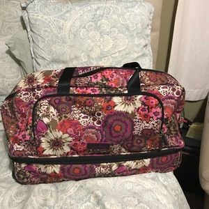 Vera Bradley Rosewood Foldable Rolling Duffel Bag